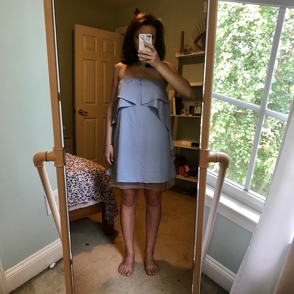 Strapless Blue Ruffled Dress - Picture 3 of 3